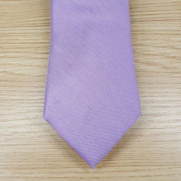 BLOOMINGDALES MENS STORE Neck Tie Solid Purple Linen Silk Blend - Picture 1 of 6